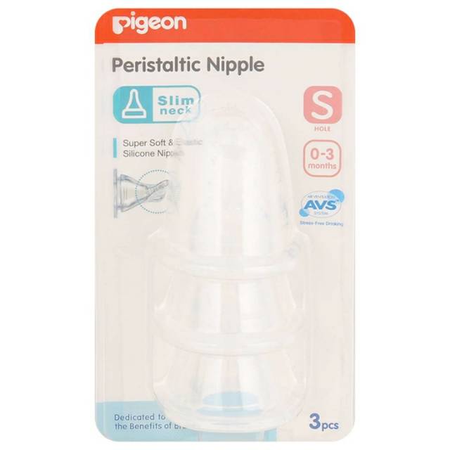 Pigeon Peristaltic Slim Neck Nipple 3 Blister (S - M - L - Y)