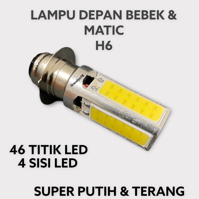 LAMPU DEPAN H6 bebek dan matic 48 mata LED 4 SISI SUPER TERANG DAN PUTIH