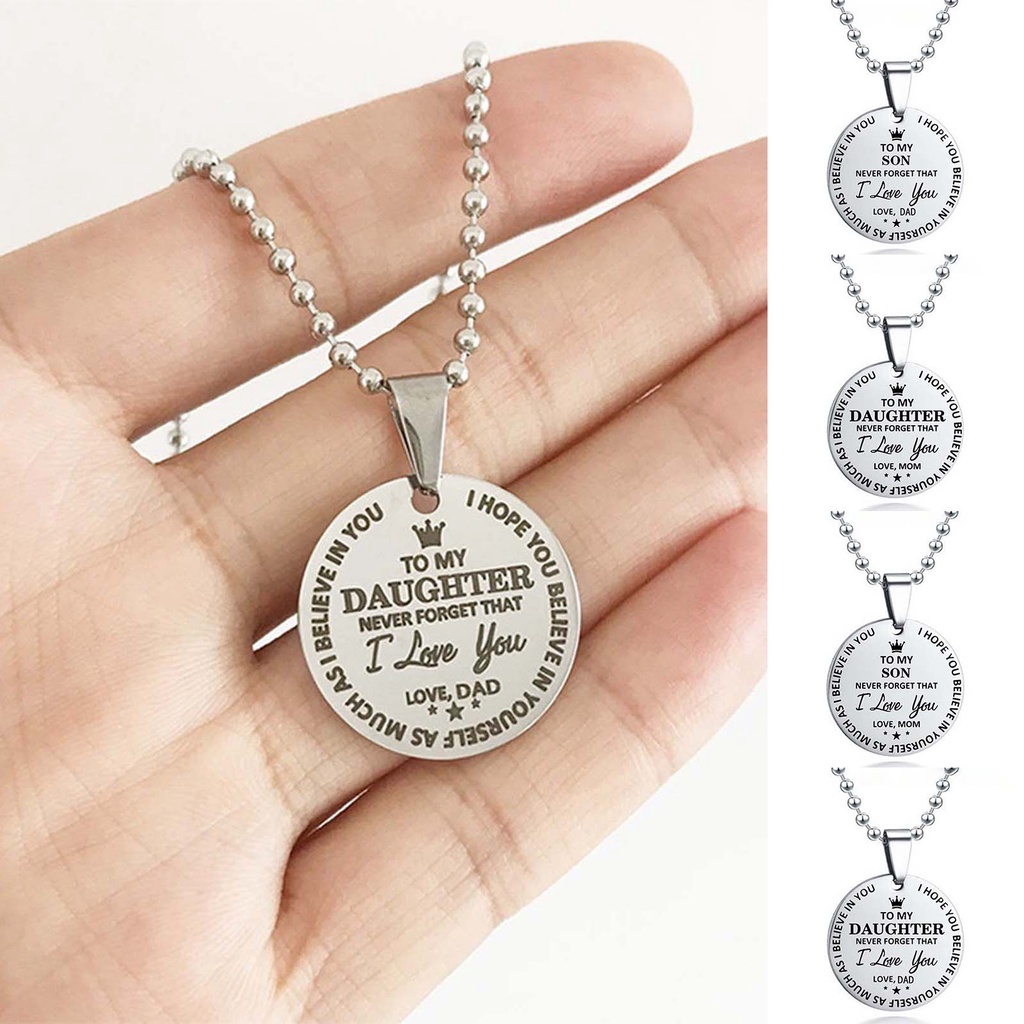 Hu Hu Hu Hu Hu Alat Bantu Pasang Kacamata♡ Kalung Rantai Liontin Bola Motif Print I Love You Bahan Stainless Steel Untuk Aksesoris Perhiasan