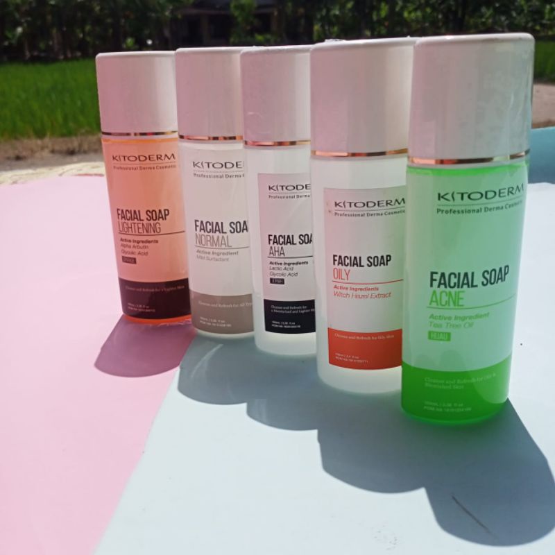 kitoderm facial soap acne lightening normal oily aha sabun wajah(100ml)