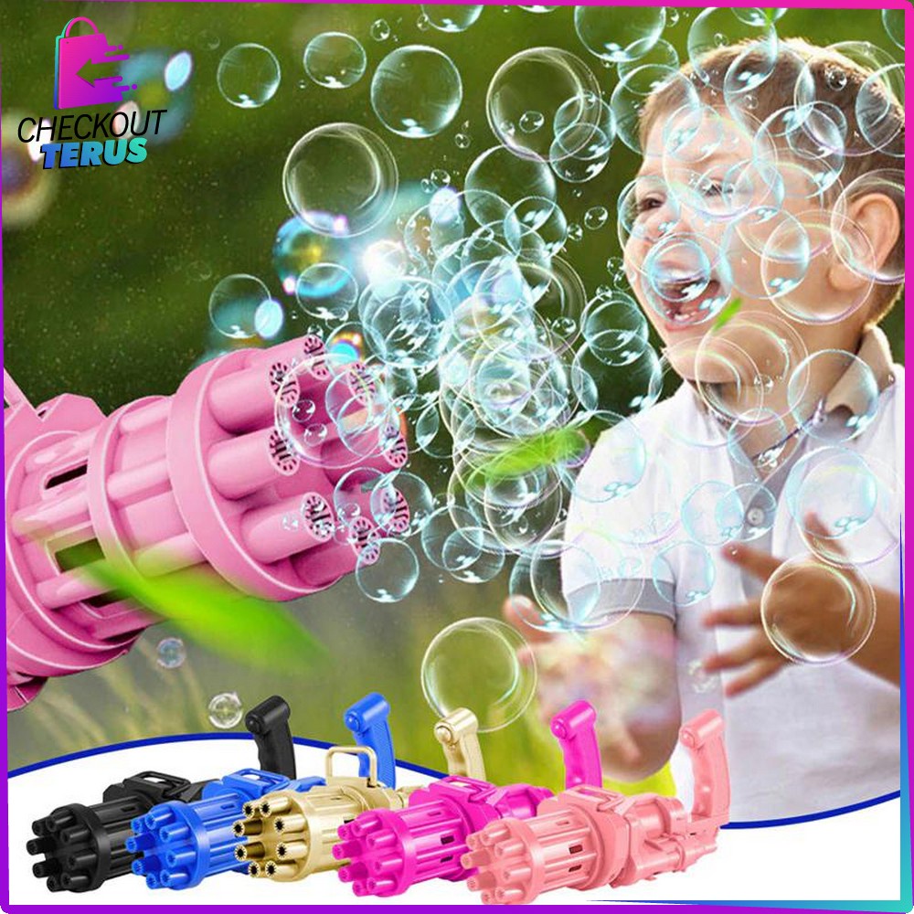 CT M197 Mainan Bubble Gun Bentuk Pistol Gelembung Sabun Busa Otomatis Anak Buble Gun Elektrik Machine