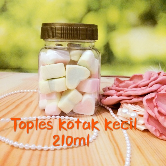 Toples Plastik Kotak kecil 210 ml / Toples kue