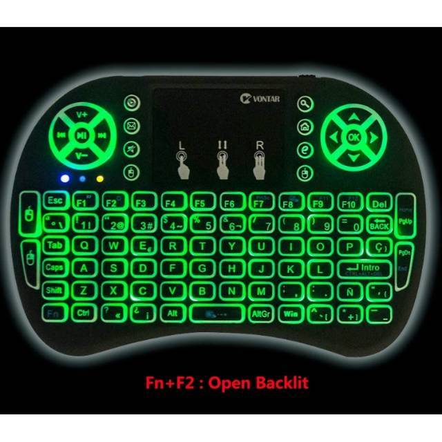 USB Wireless Keyboard w/ Air Mouse Lampu Backlit Tenaga Baterai Lithium Rechargeable dan Removeable