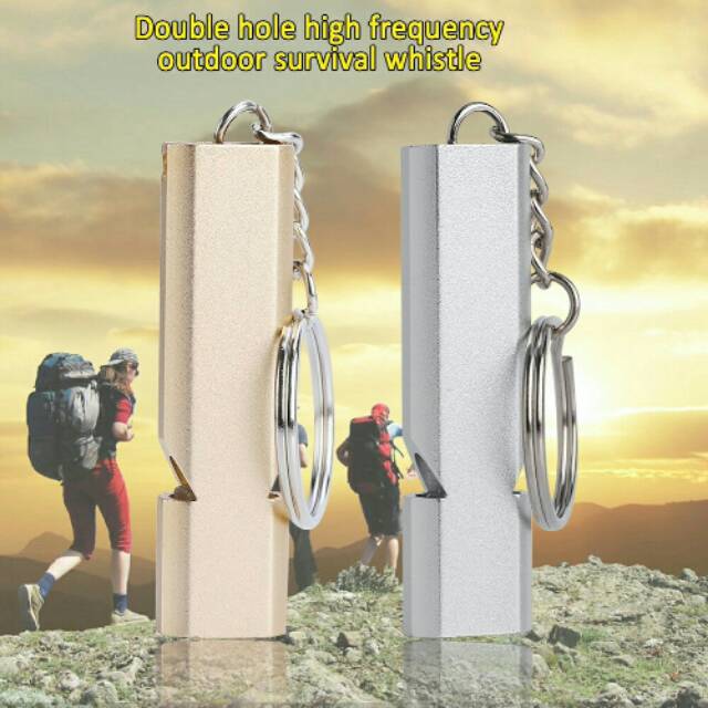 Peluit aluminium dual double alloy survival outdoor camping whistle