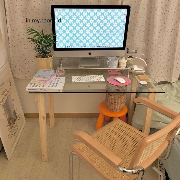 INMYROOMID MEJA KERJA MEJA BELAJAR KACA MINIMALIS SIMPLE