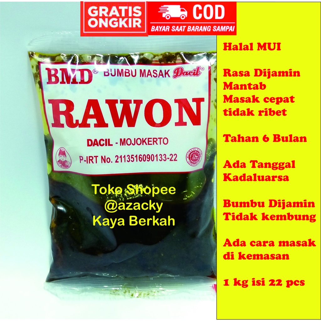 

Bumbu Rawon khas Surabaya dari bumbu masak instan Dacil dijamin halal tidak kembung ada cara memasak di kemasan bikin masak cepat dan enak
