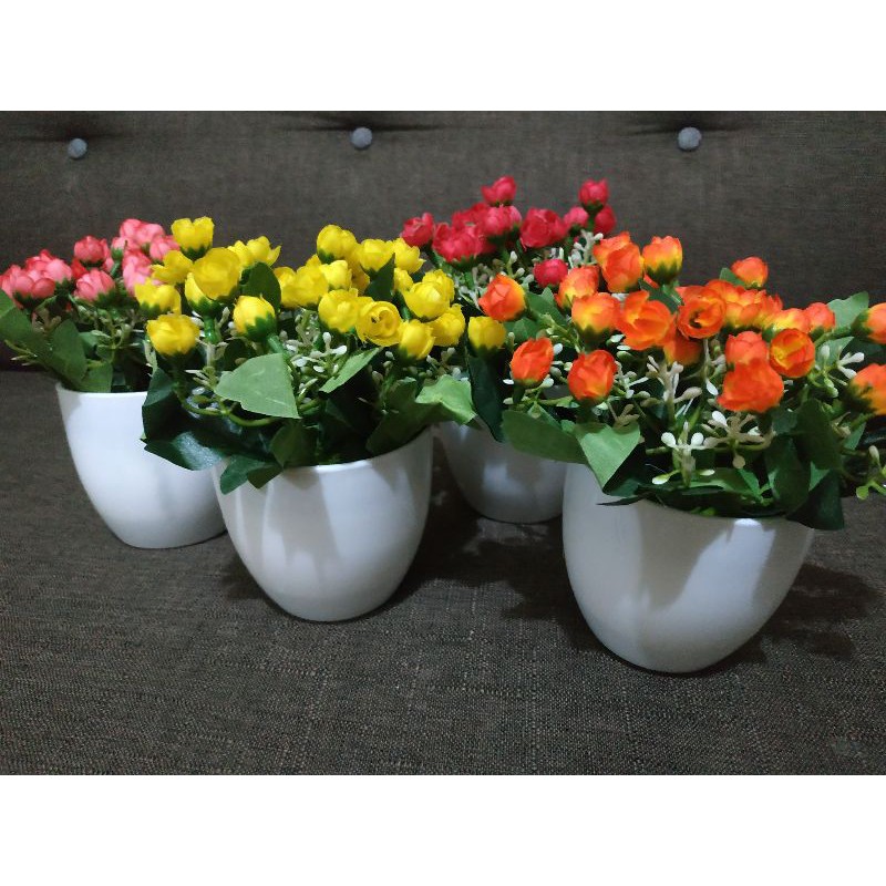 tanaman bunga hias plastik artificial mawar kuncup merah