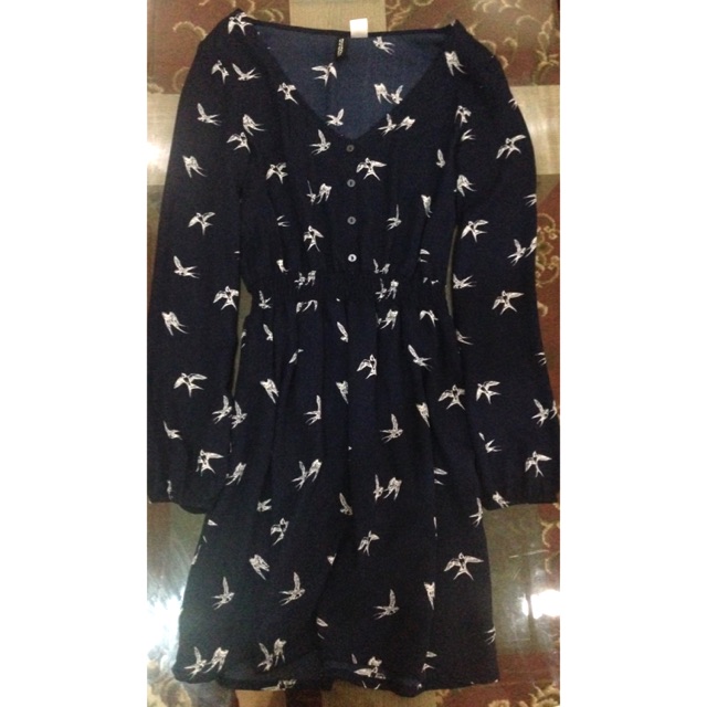 h&m bird print dress