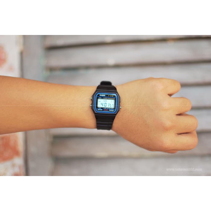 CASIO Original F-91W Series (Unisex - Karet - HItam) Tanpa Kotak Mika)