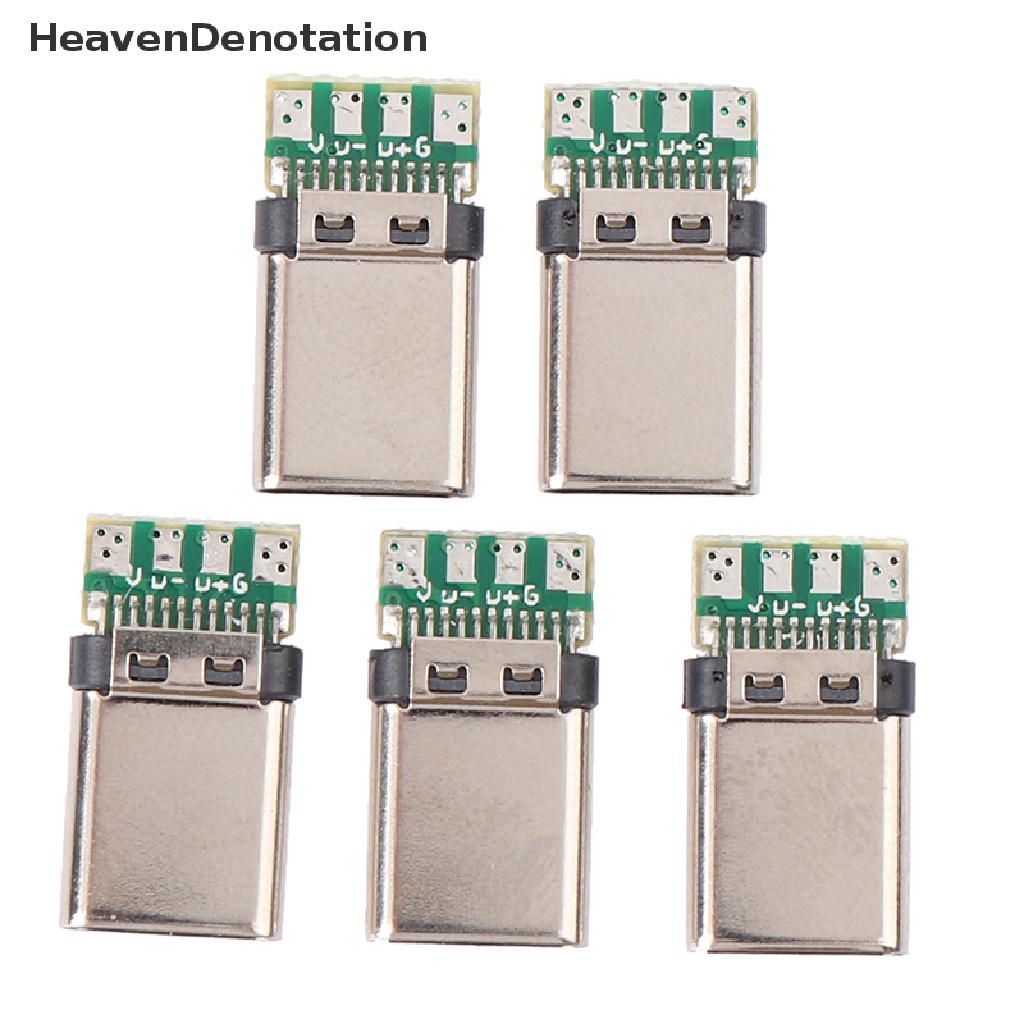 [HeavenDenotation] 5Pcs USB 3.1 Type C Male DIY Solder Plug Connector Socket Attached PC Board