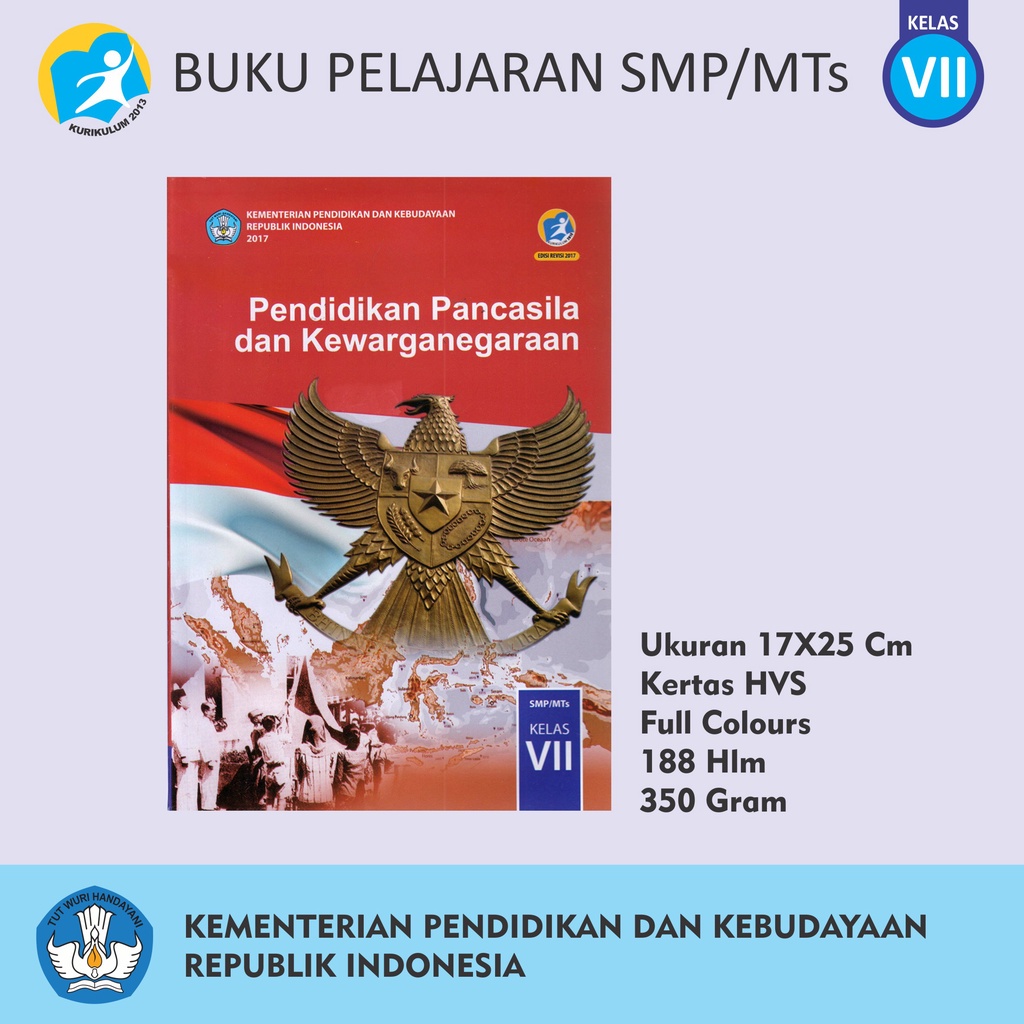 Buku Pendidikan Tingkat SMP MTs Kelas VII Matematika Bahasa Inggris Indonesia Penjaskes Seni Budaya IPA IPS Prakarya-VII PEND PANCASILA