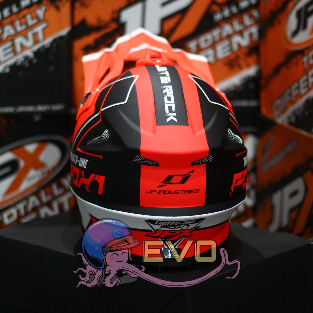 HELM JPX CROSS_FOX1 SERI X31 - BLACK DOFF ORANGE  + GOOGLE SNAIL (ONGKIR 2 KG) HELM JPX TERBARU