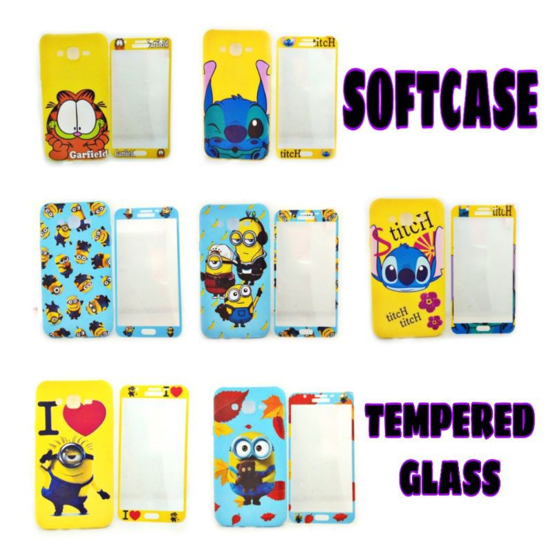 OPPO F5 Softcase Tempered Glass Karakter Minion