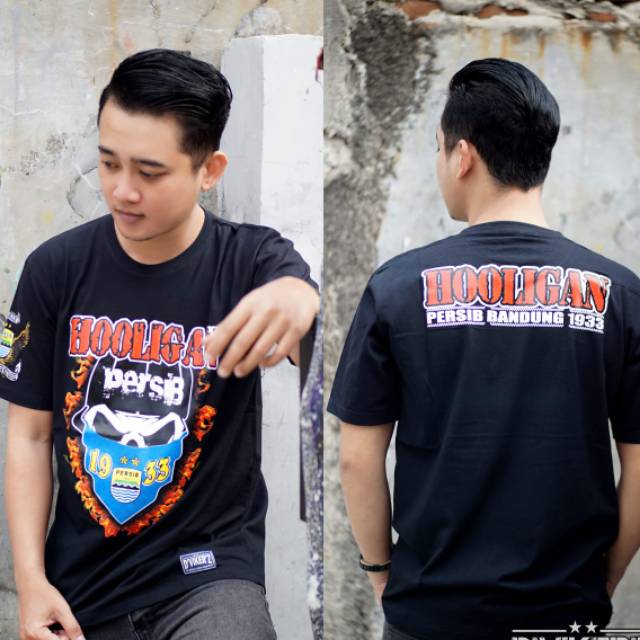 Kaos Persib Hooligan hitam murah pria wanita