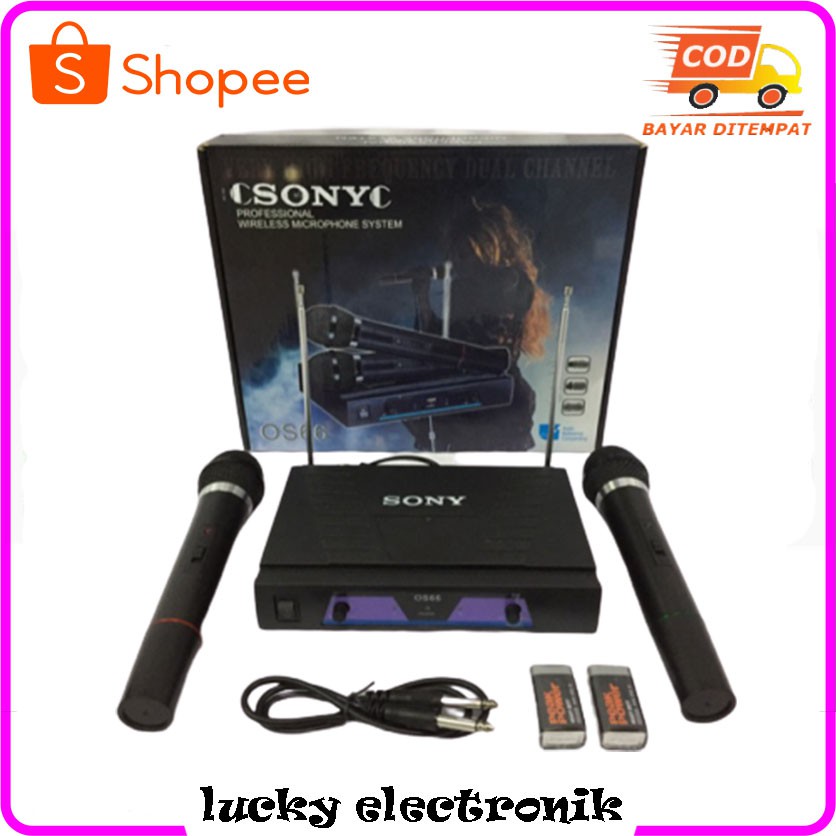 Microphone Sony OS66 Karaoke Vocal Wireless Double Mic Sony OS66