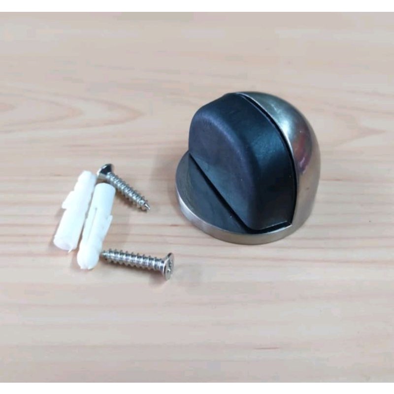 Door Stop Lantai Bulat Karet Stainless Steel Penahan Pintu Rumah