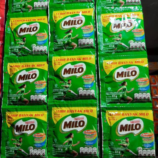 

Milo minuman coklat susu bonus renceng 10+1 saset