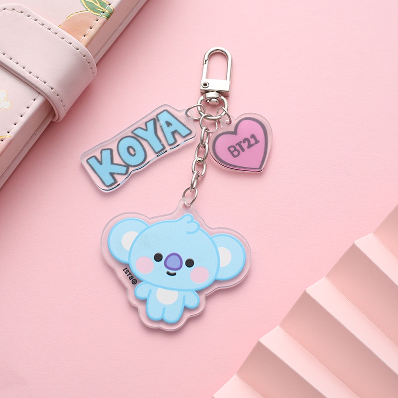 Gantungan Kunci Kartun Untuk Pria Dan Wanita BTS BT21 Lovely Car Bag Doll Pendant Key Chain Gantungan Kunci