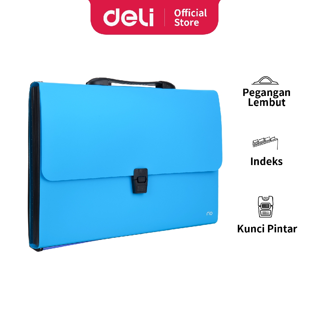 Deli Expanding File Seri Rio FC 14 Pockets dengan smart lock EB40432 EB40442 EB40452