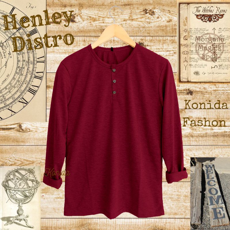 kaos kancing depan baju kaos terlaris baju kaos polos kancing Kaos Henley Polos Lengan Panjang pria