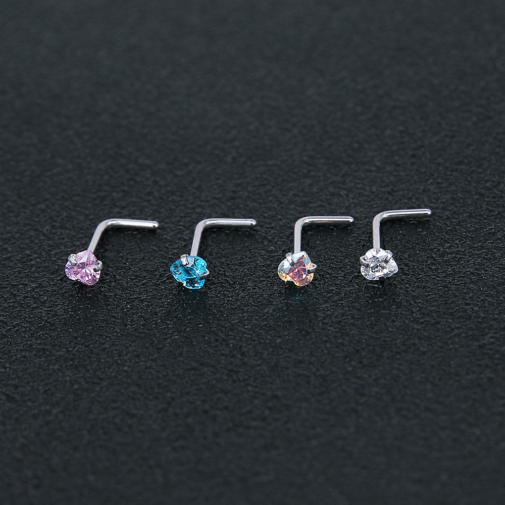 12pcs / Set Anting Tindik Hidung 20g Bahan Stainless Steel 316l Hias Kristal Warna Biru