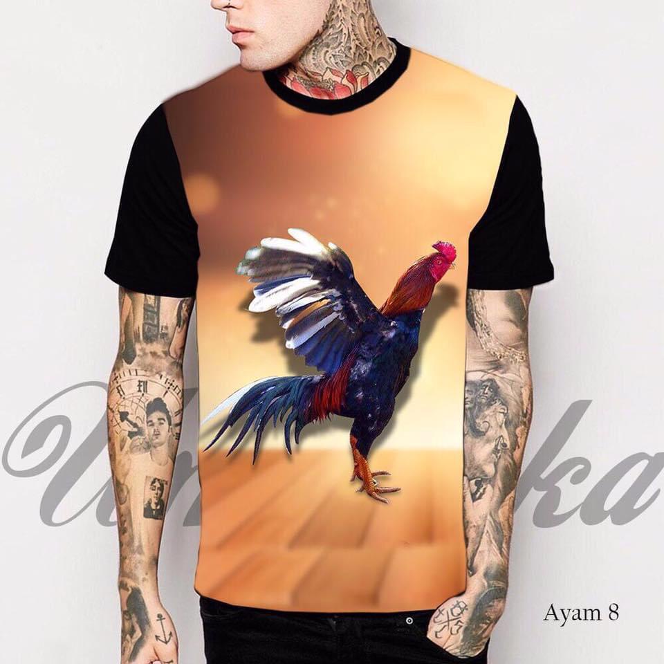Kaos Distro 3d Fullprint Terbaru Terlaris Ayam Jago Aduan