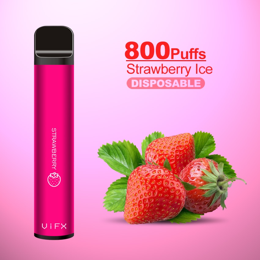 ViFX 800Puffs Disposable Pods Original 100% Ice Strawberry Flavour Vapee sekali pakai