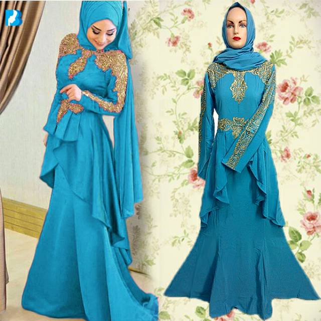 RIANA BORDIR Tempel Baju Muslim Gamis Maxi