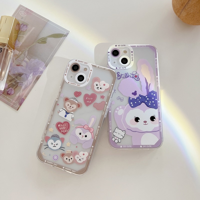 Soft Case Pelindung Transparan Motif Kelinci Beruang Kecil Anti Jatuh Untuk iPhone 13 12 Pro MAX 11 X XR XS MAX 7 8 Plus