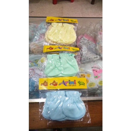 Sarung tangan dan kaki bayi warna polos isi 3pcs, 6pcs