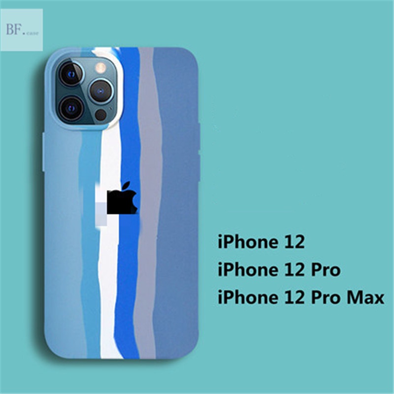 Case Bahan Silikon Warna Biru Pelangi Untuk Iphone 11 12 13 Pro Max 6 7 8 Plus X Xr Xsmax