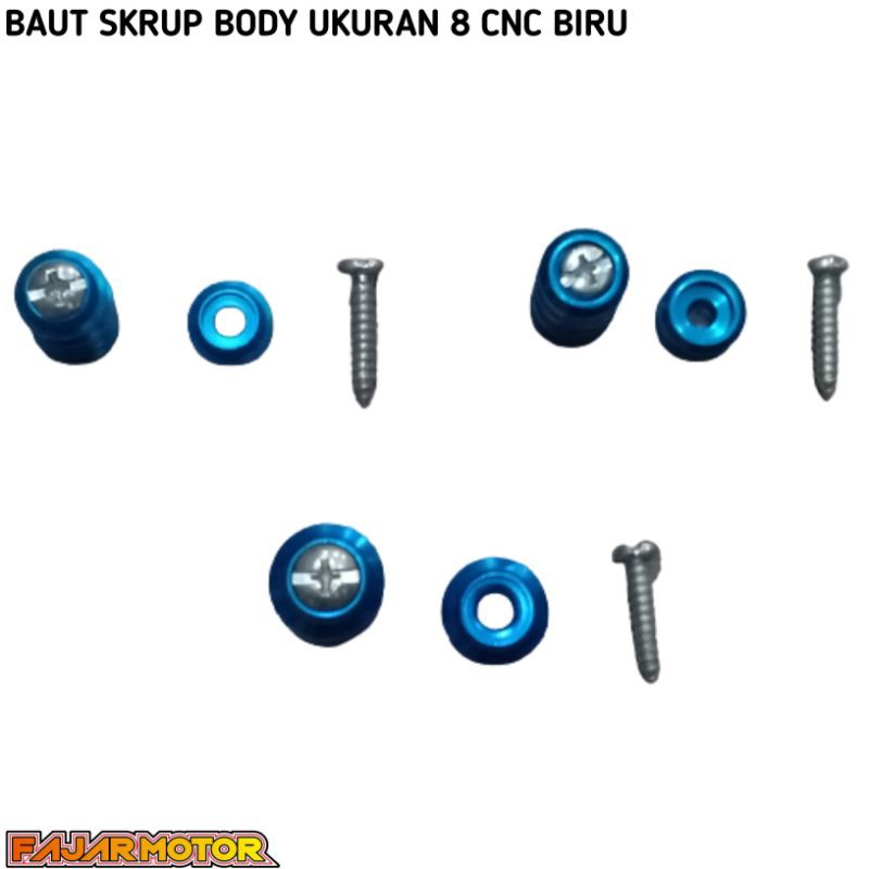 BAUT SKRUP BODY UKURAN 8 CNC BIRU