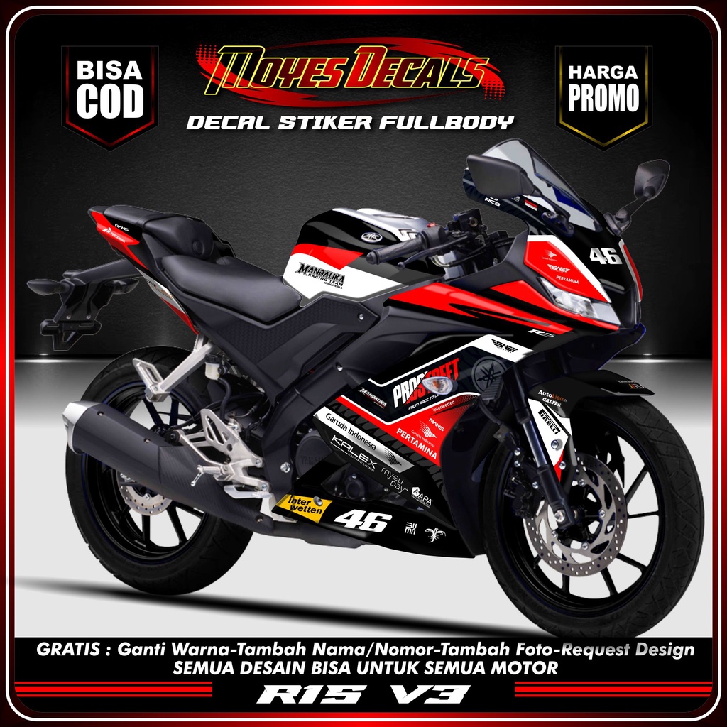 Decal Variasi Stiker Decal Motor R15 V3 Prostreet Stiker Fullbody R15 V3 VVA Decal Motor R15 Stiker 