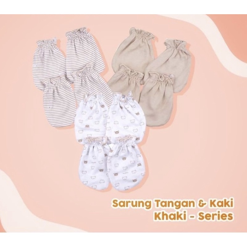 Nova / Fluffy / Gorillux 3 PSG STK Sarung Tangan dan Kaos Kaki Bayi Abu &amp; Khaki