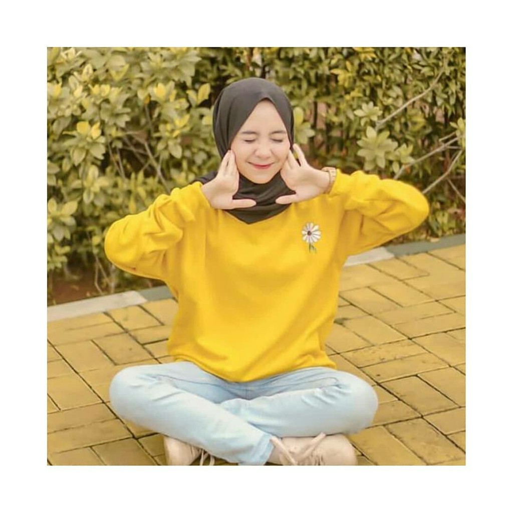 DAISY FLOWER BORDIER SWEATER WANITA - ATASAN TEBAL HALUS PREMIUM