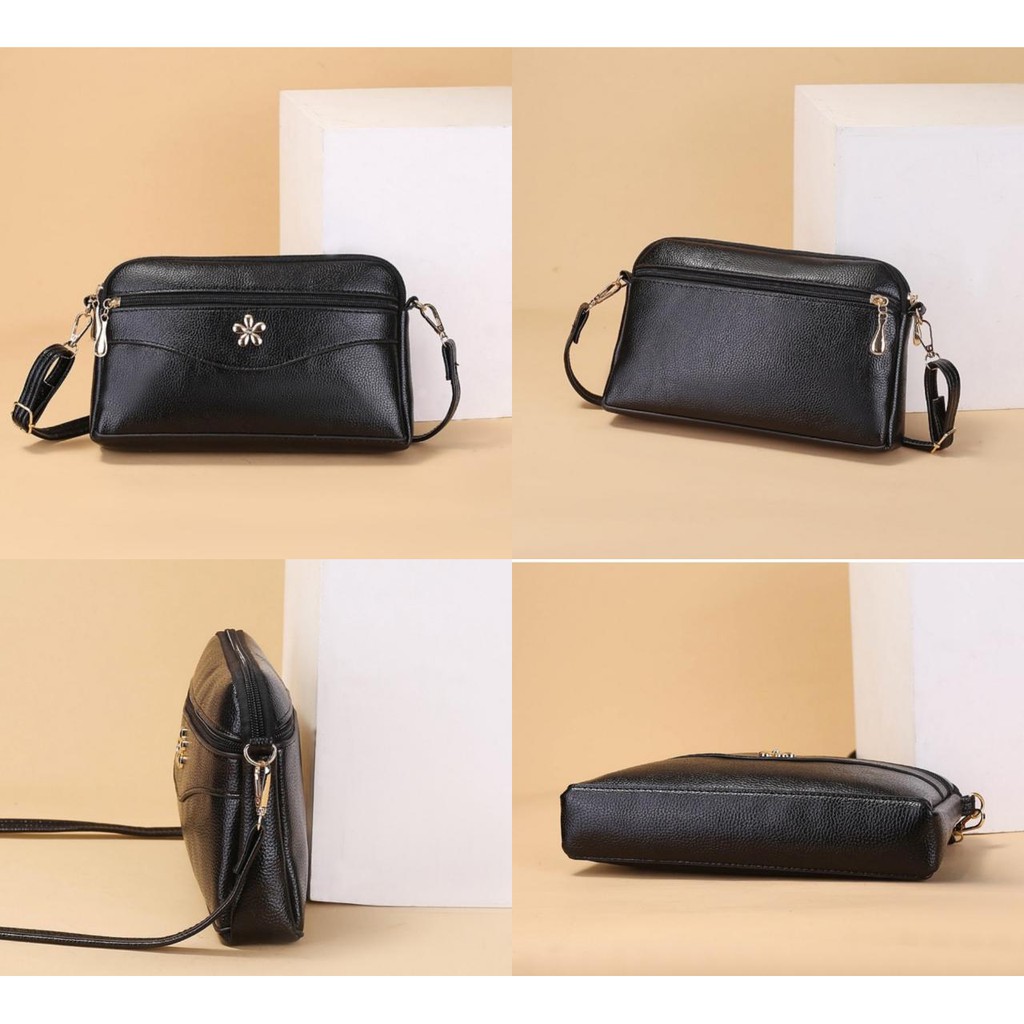 TAS SELEMPANG WANITA KULIT PREMIUM HITAM TA403B5 SIFOLIA SLING BAG IMPORT KOREA KECIL KEKINIAN BATAM