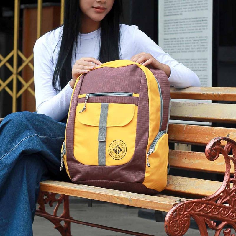 New Arrival - Tas Backpack Wanita Terbaru Kuning | Tas Ransel Punggung Cantik Kekinian | Tas Sekolah Kuliah Kerja Cewek | Tas Bahan Cordura