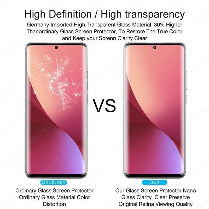 1pc Pelindung Layar Tempered Glass 9D Curved 9H Anti Silau / Sidik Jari Untuk Xiaomi 12 Series