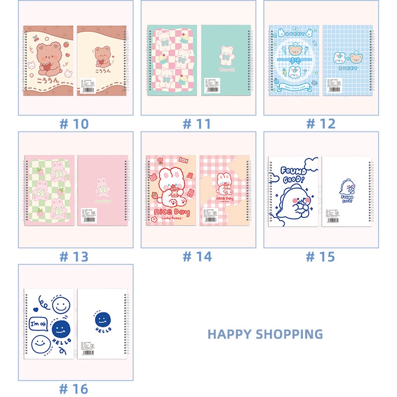 24 Lembar Stiker Kertas A5 / B5 Motif Kartun Beruang / Kelinci