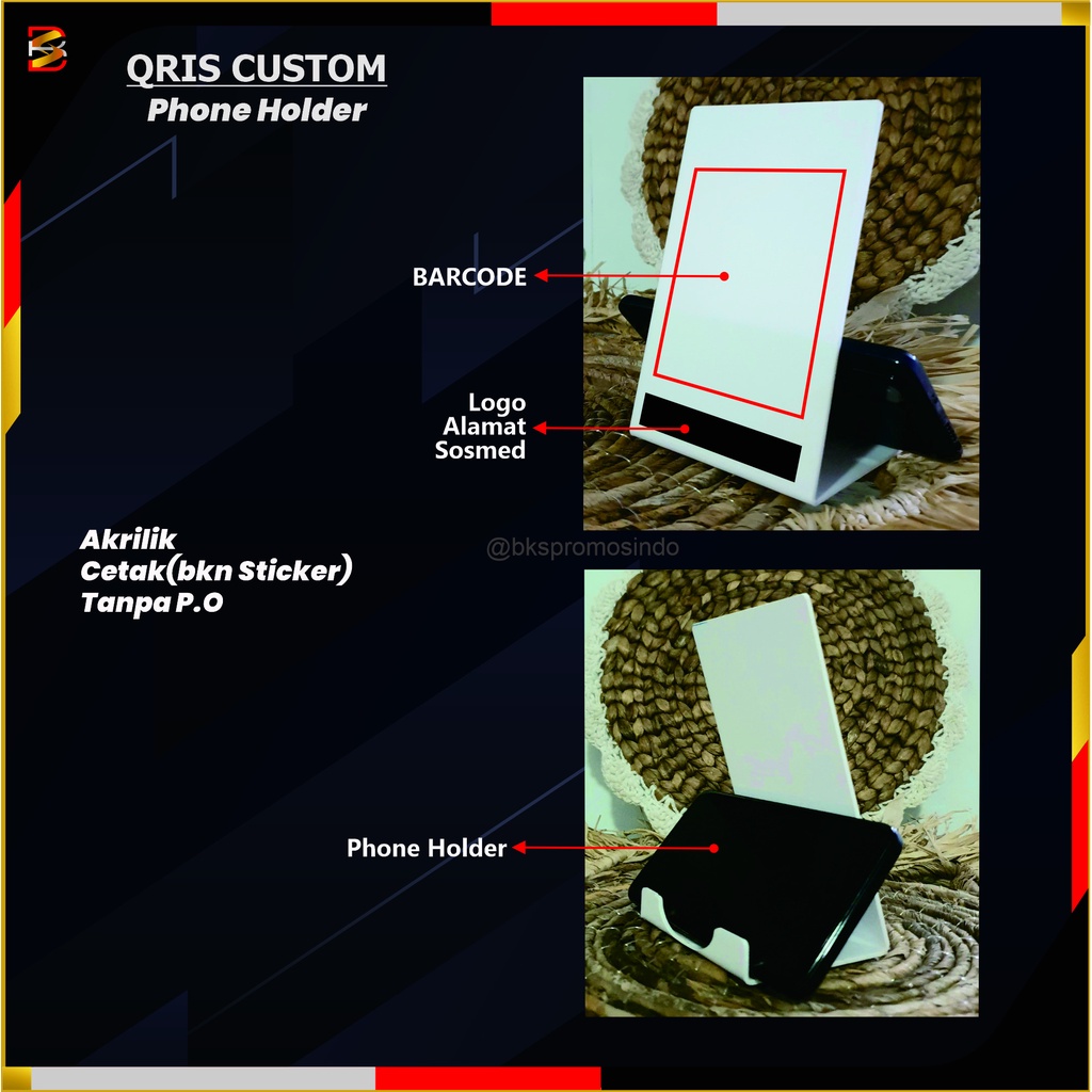 Qris Qr Code Stand handphone Akrilik Custom VersiKamu