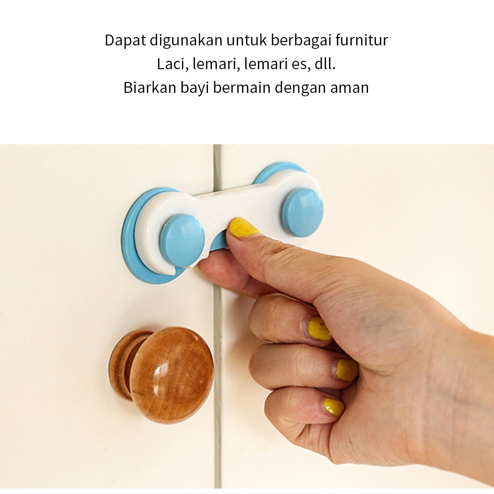 Pengaman Laci Lemari Safe Lock Pengait Pintu Penahan Kulkas Pengunci Furniture Pelindung Bayi Baby Safety Lock HM016 - ACS