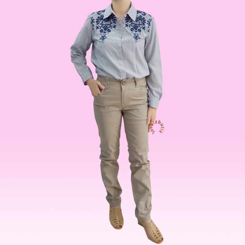 Lovely Zara Office Celana Chino Wanita - BROWN