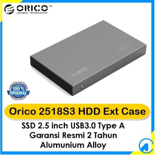 Orico 2518S3 2.5" SATA3.0 USB3.0 Type A HDD SSD External Case - Grey