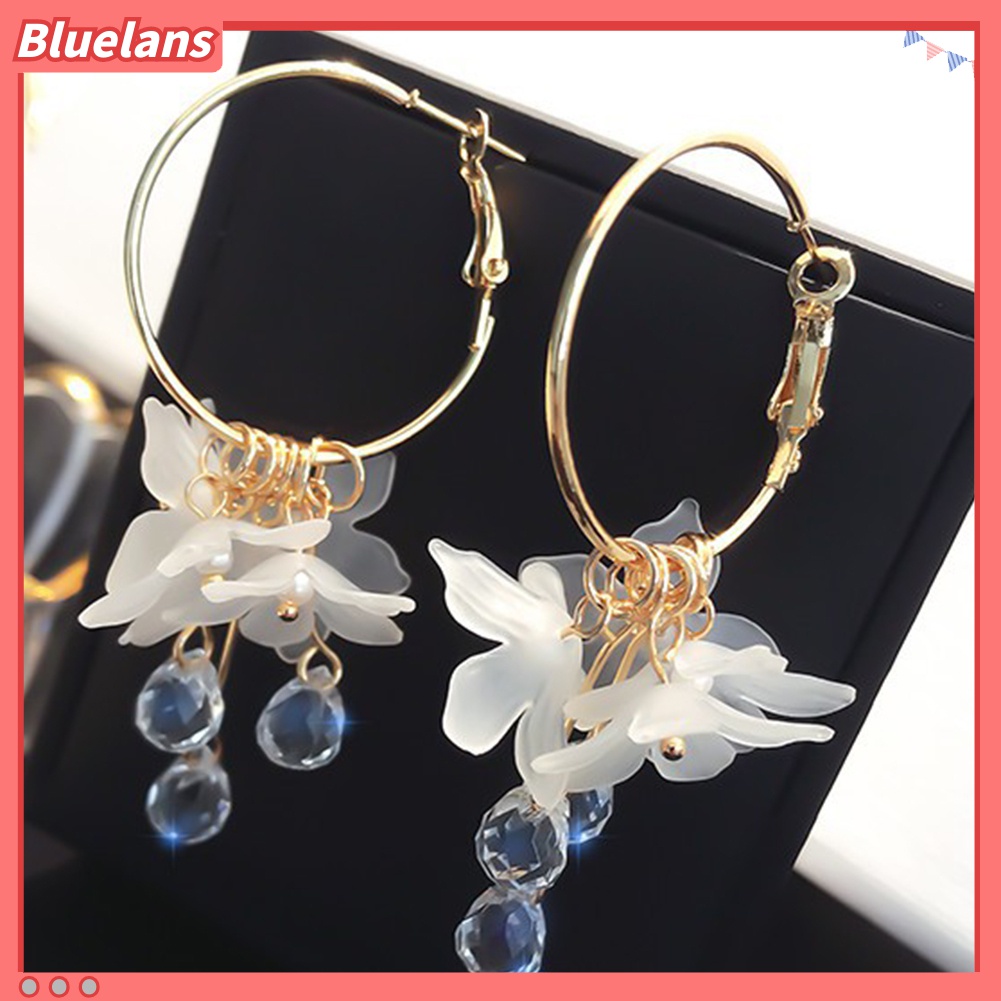 Bluelans Anting Juntai Bentuk Bunga Bahan Akrilik Untuk Wanita