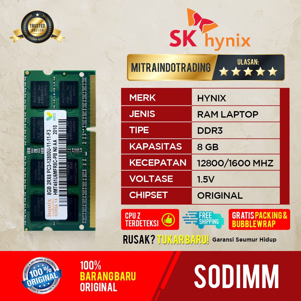 HYNIX SODIMM DDR3 8GB 12800 NON L 1.5V