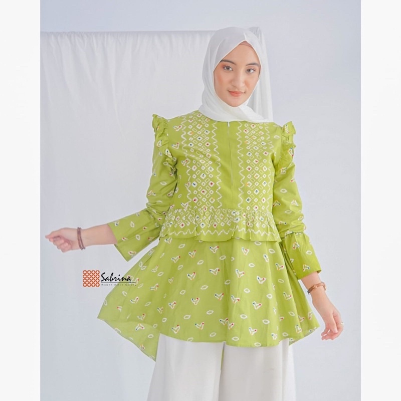 Zenia Blouse Atasan Batik Kerja Kantoran Wanita Cantik Modern Kekinian Premium