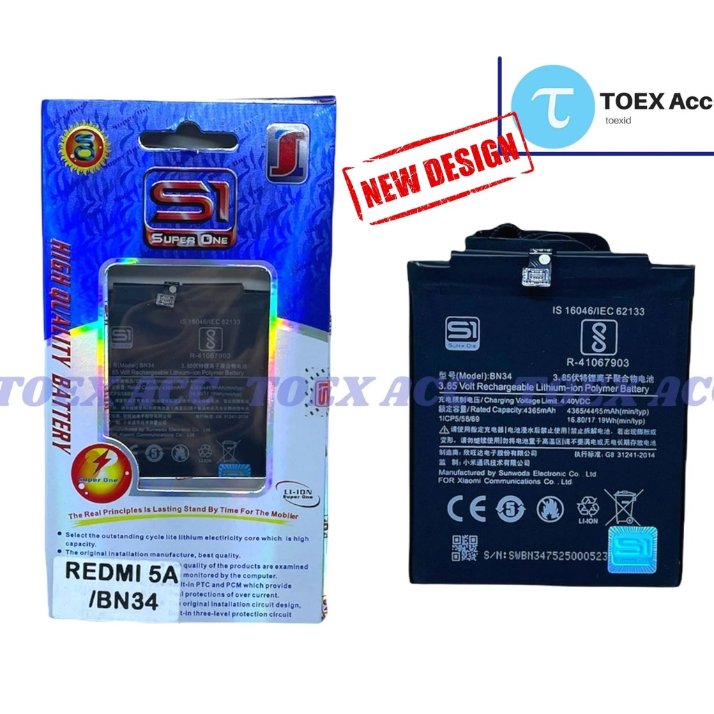 Baterai Xiaomi Redmi 5A BN34 - Batre Batrai Double Power Super One BN 34