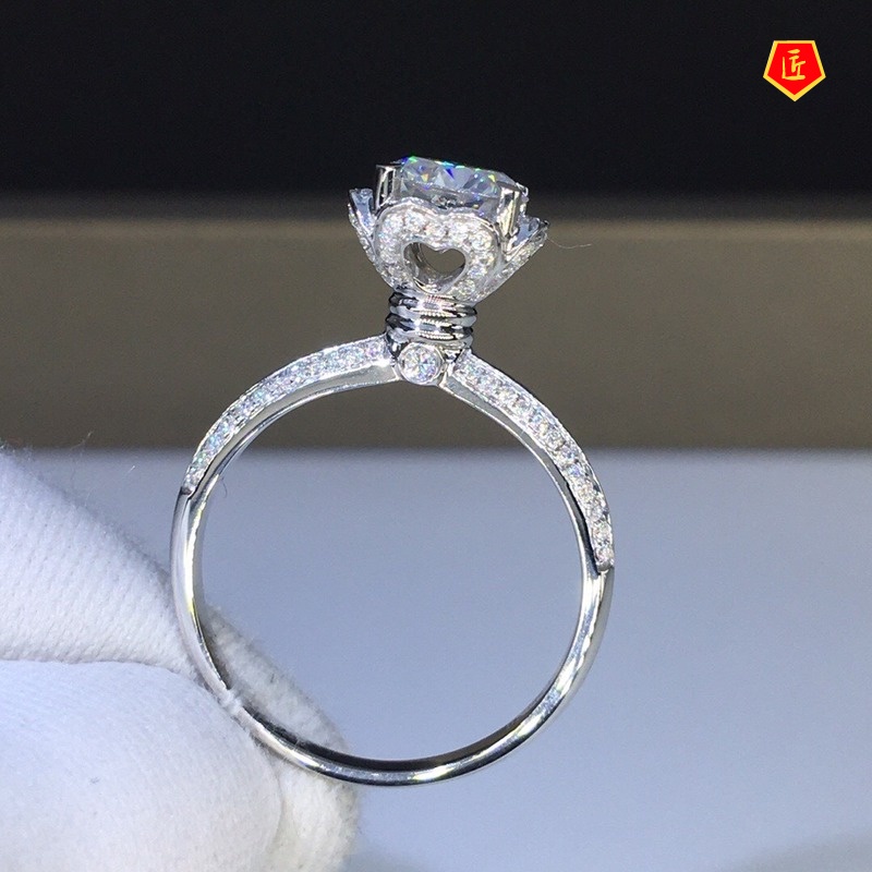 [Ready Stock]Elegant Pt950 Moissanite Ring Fashion Trendy