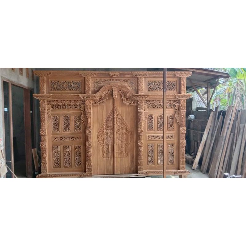 Kusen & Pintu Rumah Gebyok Jawa Ukiran Wayang Kayu Jati Ukir Jepara