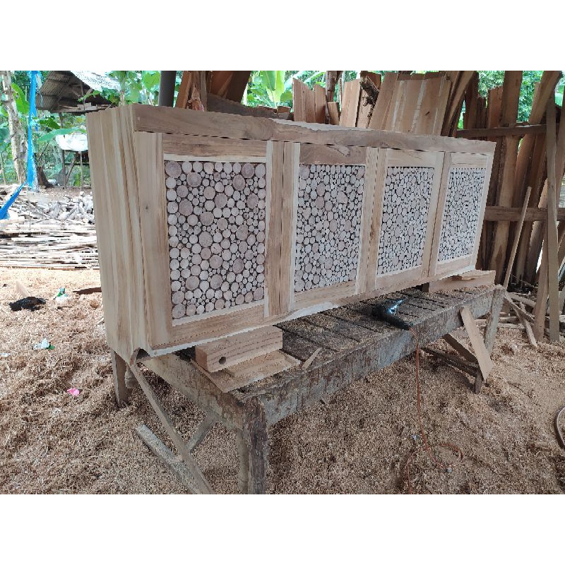 rak dapur kitchen set minimalis kayu jati